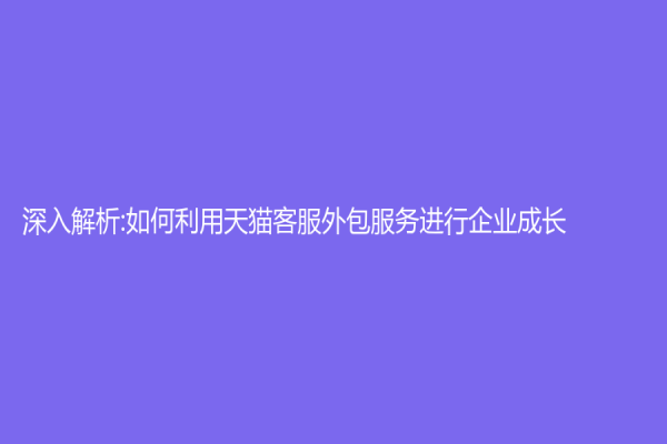 深入解析:如何利用天貓客服外包服務(wù)進(jìn)行企業(yè)成長(zhǎng)
