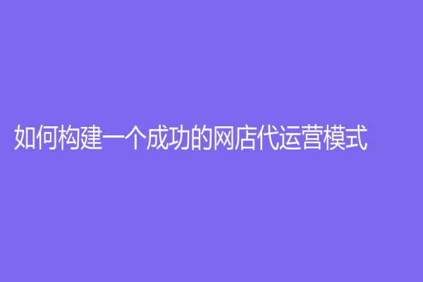 如何構建一個成功的網店代運營模式