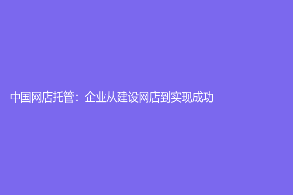 中國網店托管：企業從建設網店到實現成功