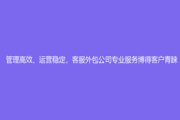 管理高效、運營穩定，客服外包公司專業服務博得客戶青睞