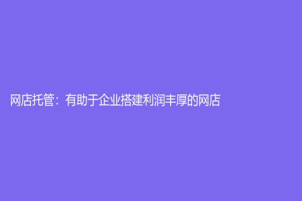 網店托管：有助于企業搭建利潤豐厚的網店