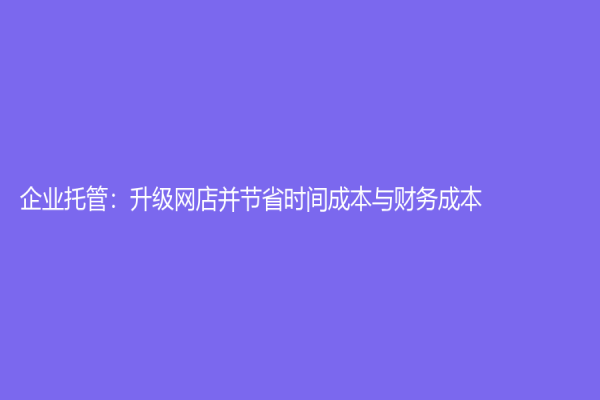 企業(yè)托管：升級網(wǎng)店并節(jié)省時間成本與財務(wù)成本