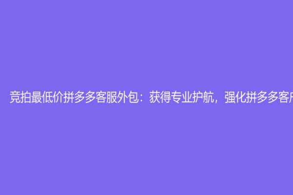 競拍最低價拼多多客服外包：獲得專業護航，強化拼多多客戶體驗