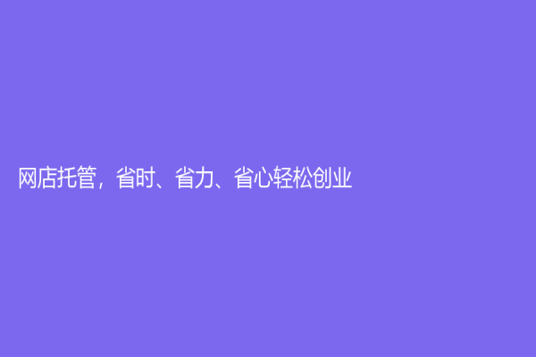 網(wǎng)店托管，省時、省力、省心輕松創(chuàng)業(yè)！