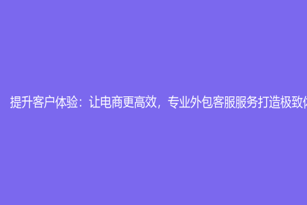 提升客戶體驗：讓電商更高效，專業(yè)外包客服服務(wù)打造極致體驗